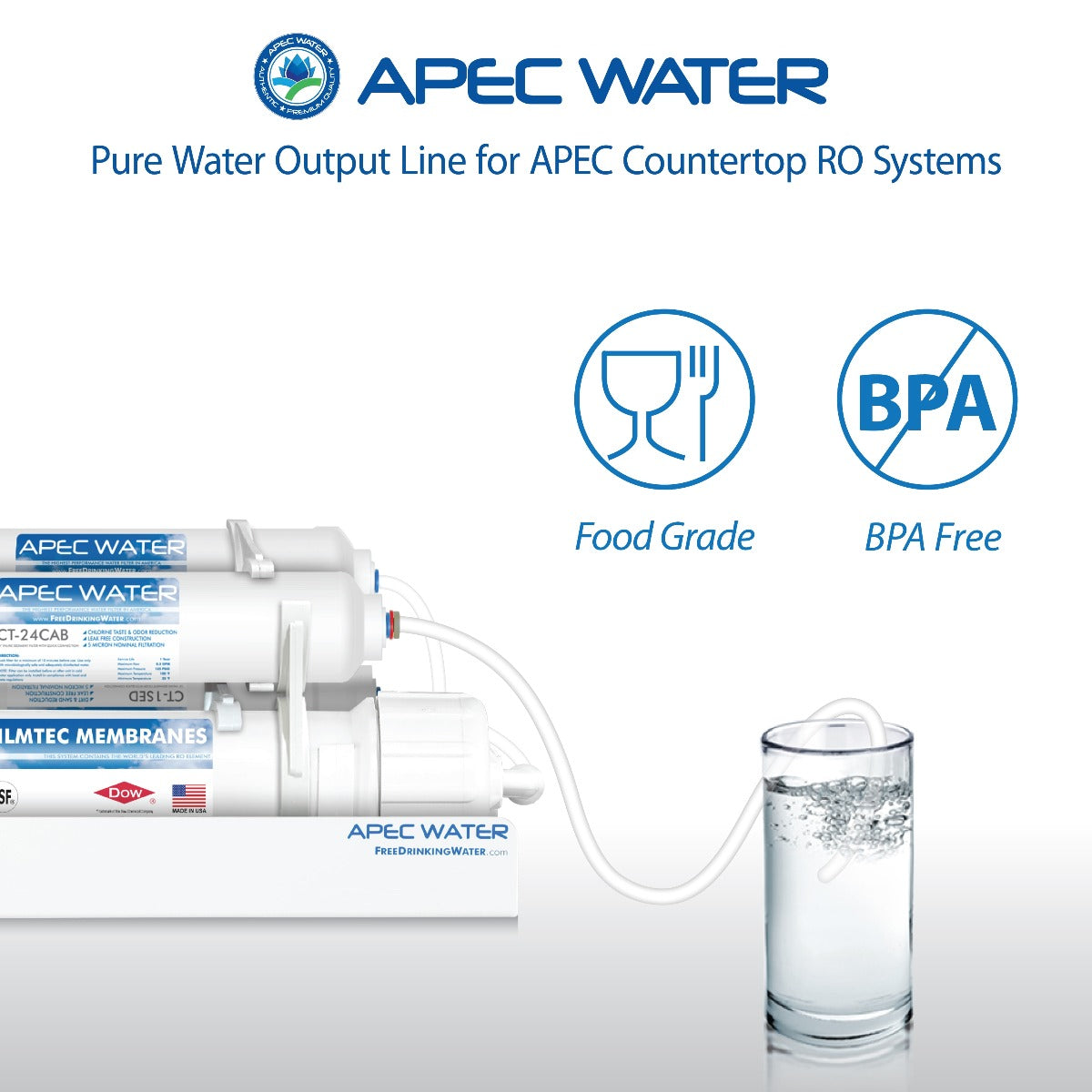 APEC Water Pure Water Output Line 1/4" with Fitting for RO-CTOP