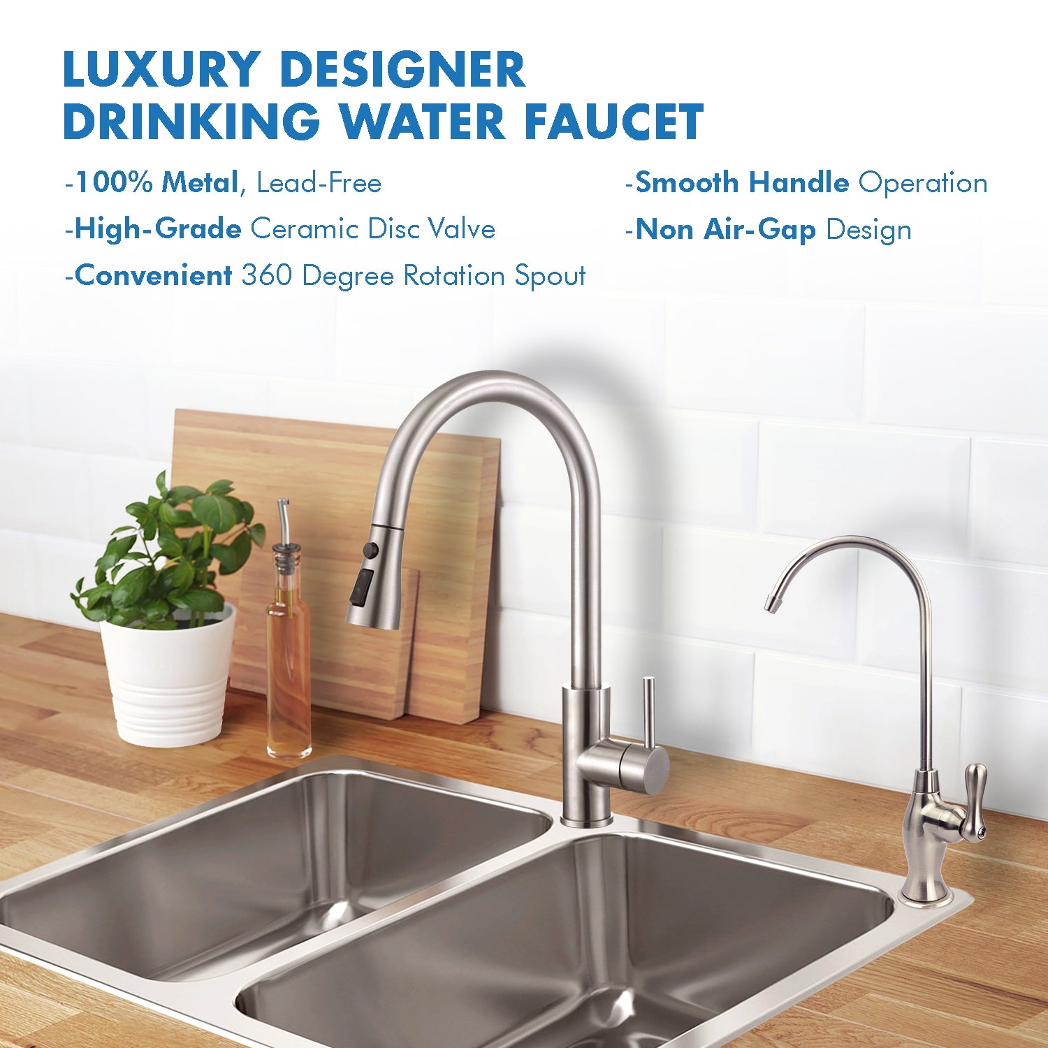 APEC Ceramic Disc Luxury Designer Reverse Osmosis Faucet - Brushed Nickel Coke, Lead-Free
