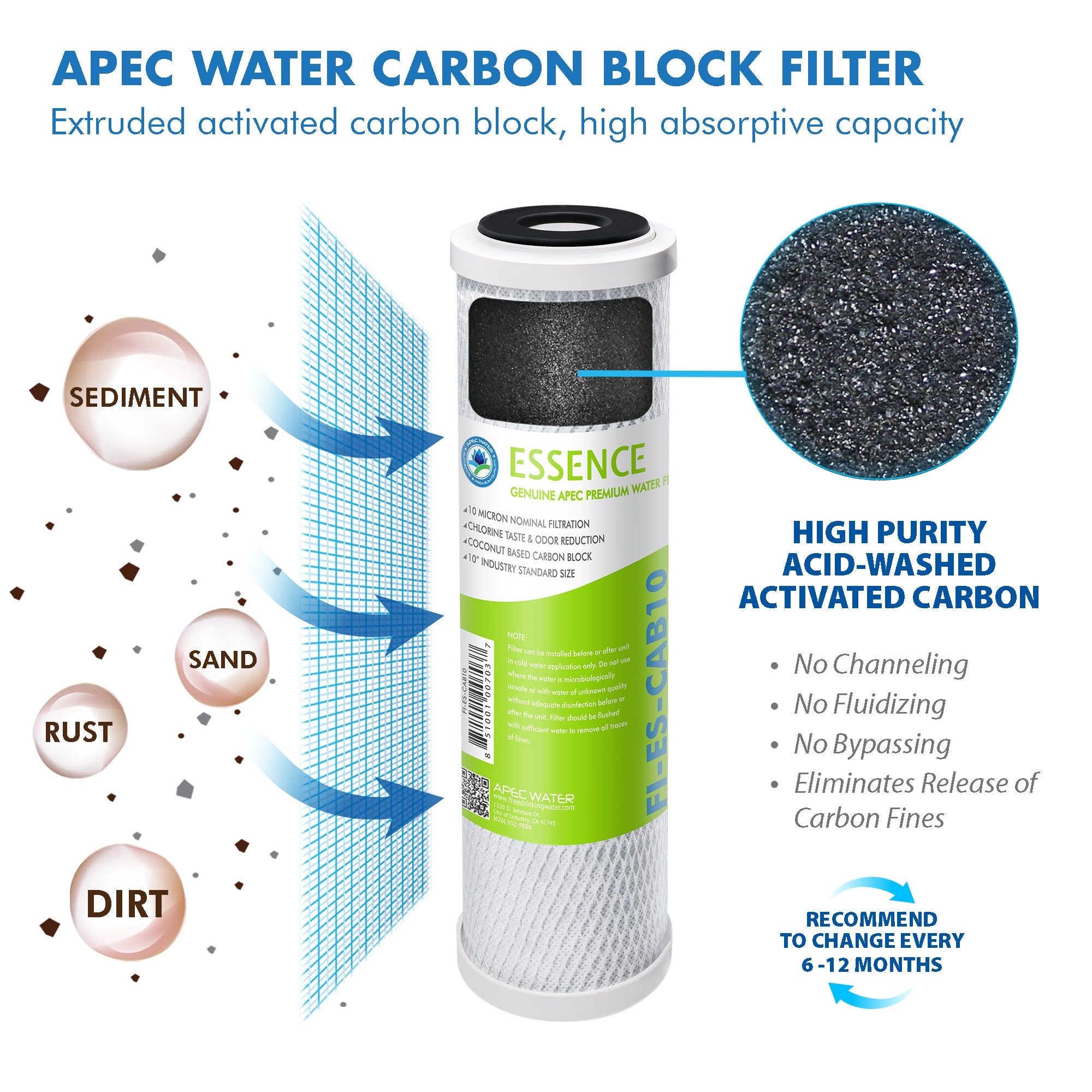 APEC RO Replacement Filters Complete Filter Set for ESSENCE 75 GPD PH Reverse Osmosis 6-Stage Systems (Stages 1-6)