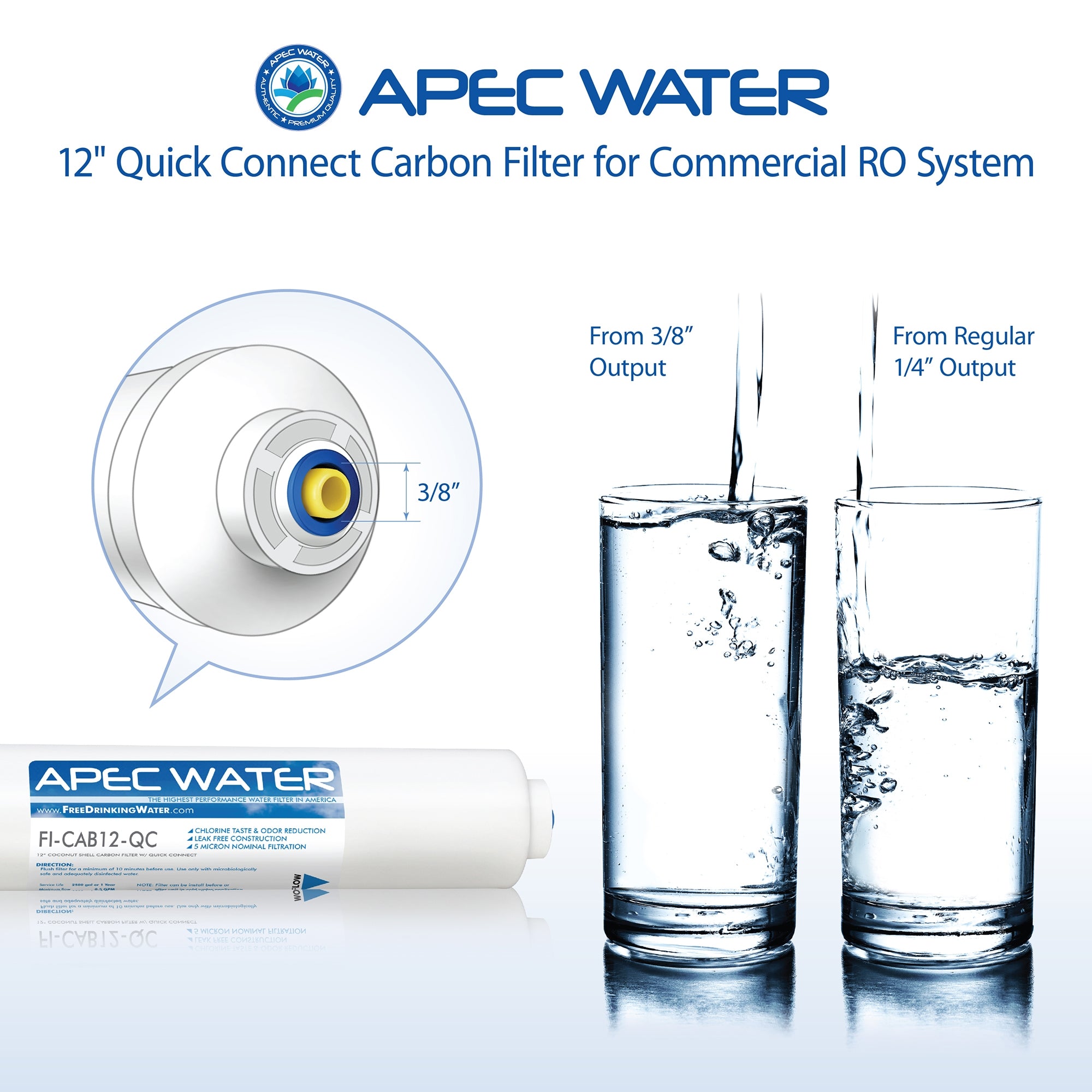 APEC Inline Carbon Post-filter 12", 3/8" Output