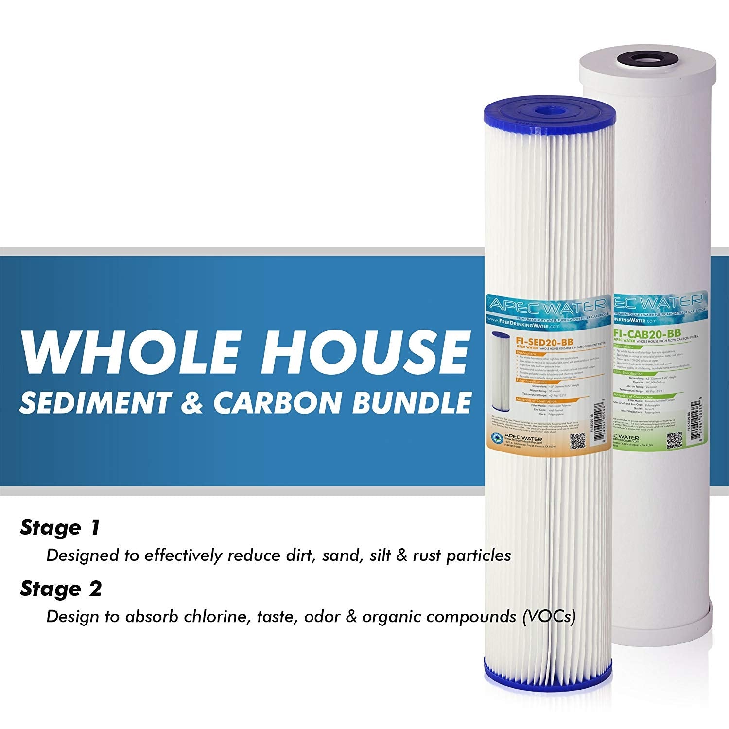 MULTI PURPOSE Water Filter 20 Inch BB Sediment and Carbon Combo