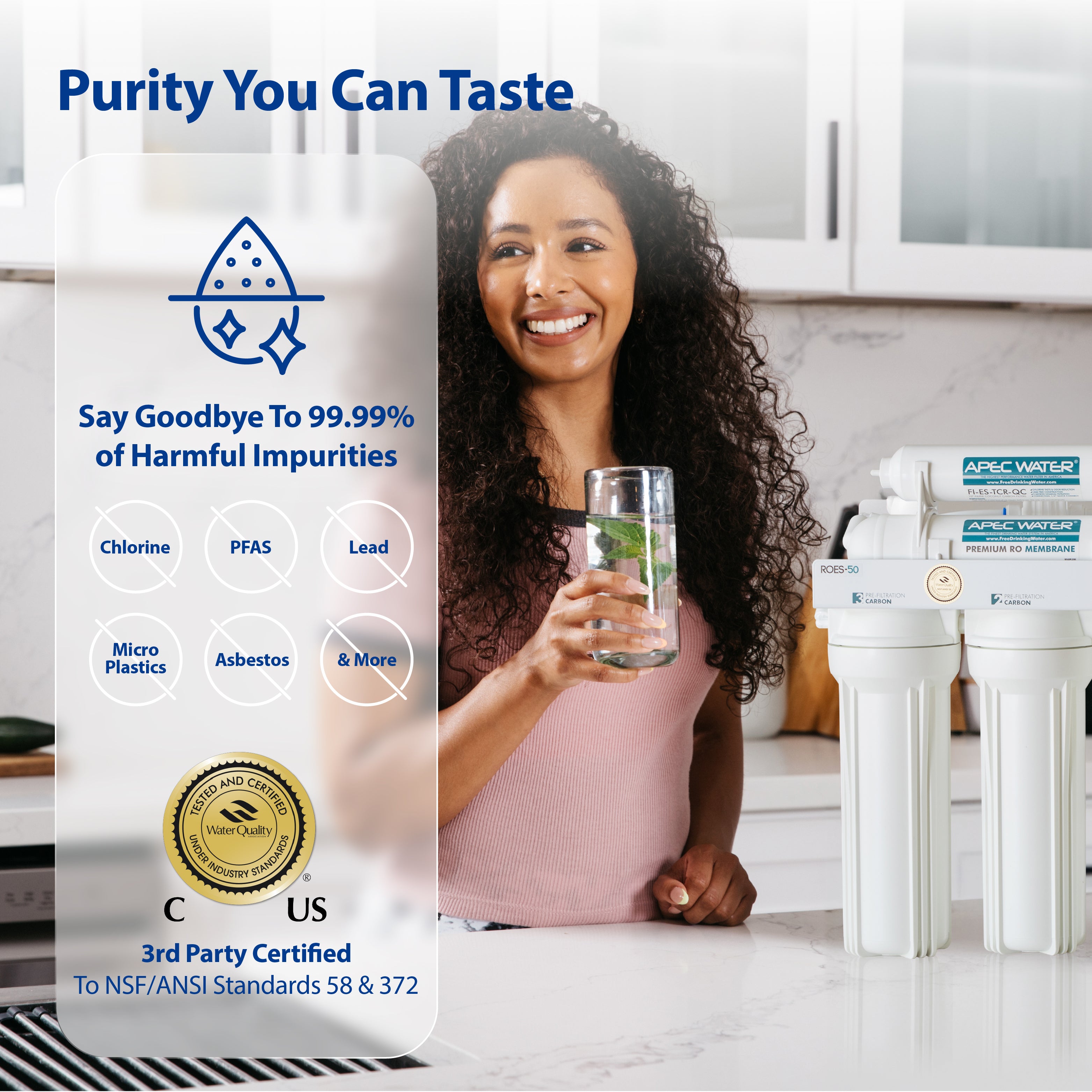 ROES-50X - Essence 5-stage 50 GPD Reverse Osmosis Water System with Extra Pre-Filter Bundle, WQA Certified