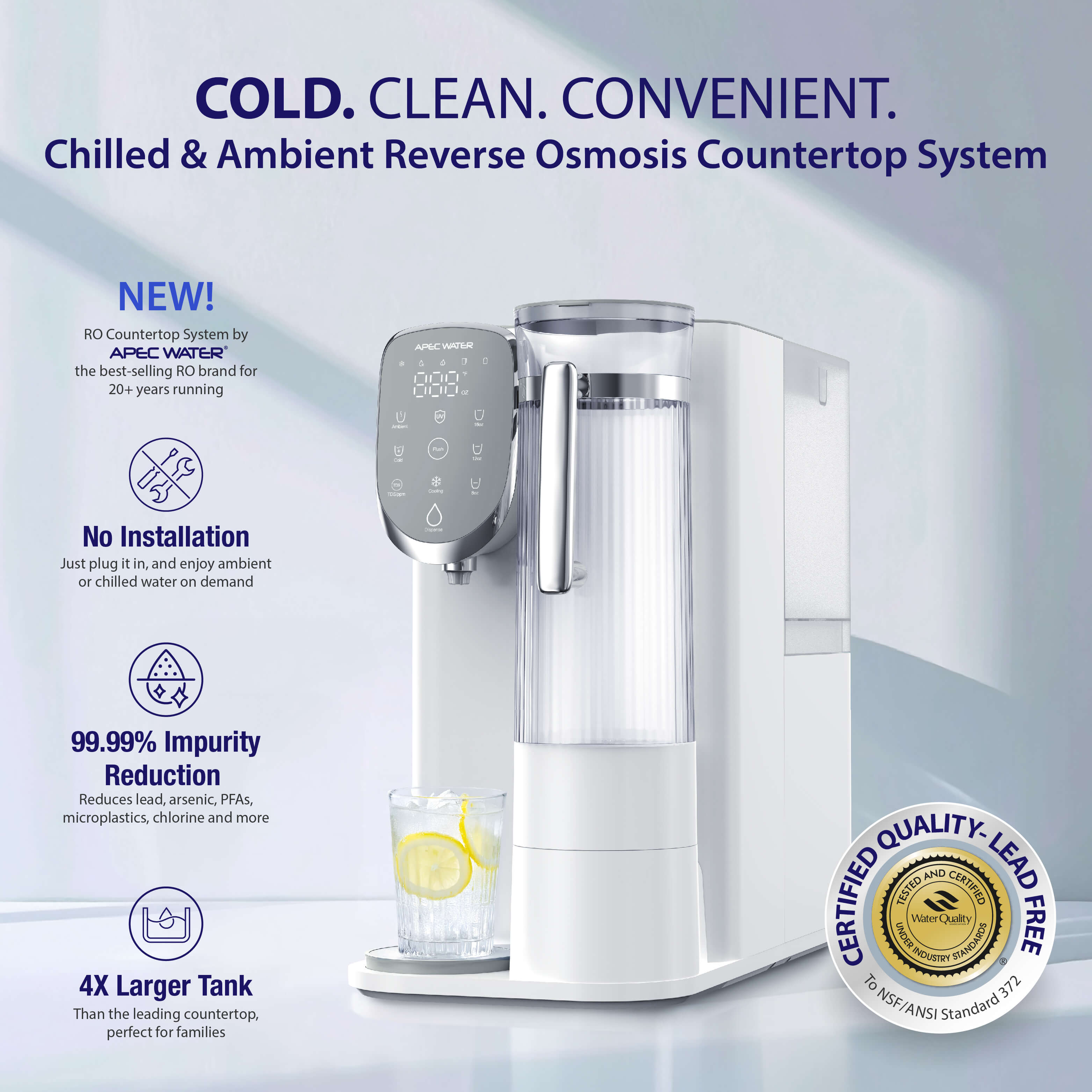 ROCT-C1 - Countertop UV Reverse Osmosis Water Filter, Chilled Water with Removable Water Pitcher