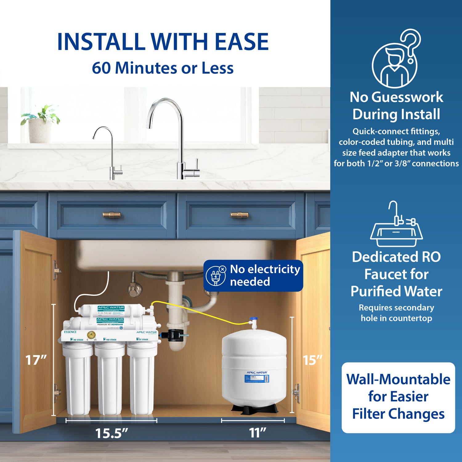 ROES-50 - Essence 5-stage 50 GPD Reverse Osmosis Water System for Drinking Water, WQA Certified