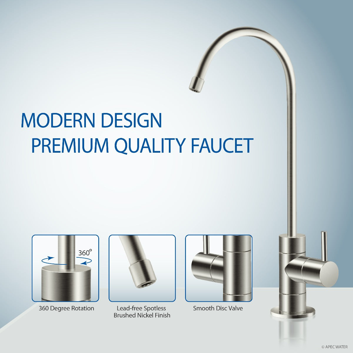 APEC Luxury Designer Faucet - Brushed Nickel, Lead-Free