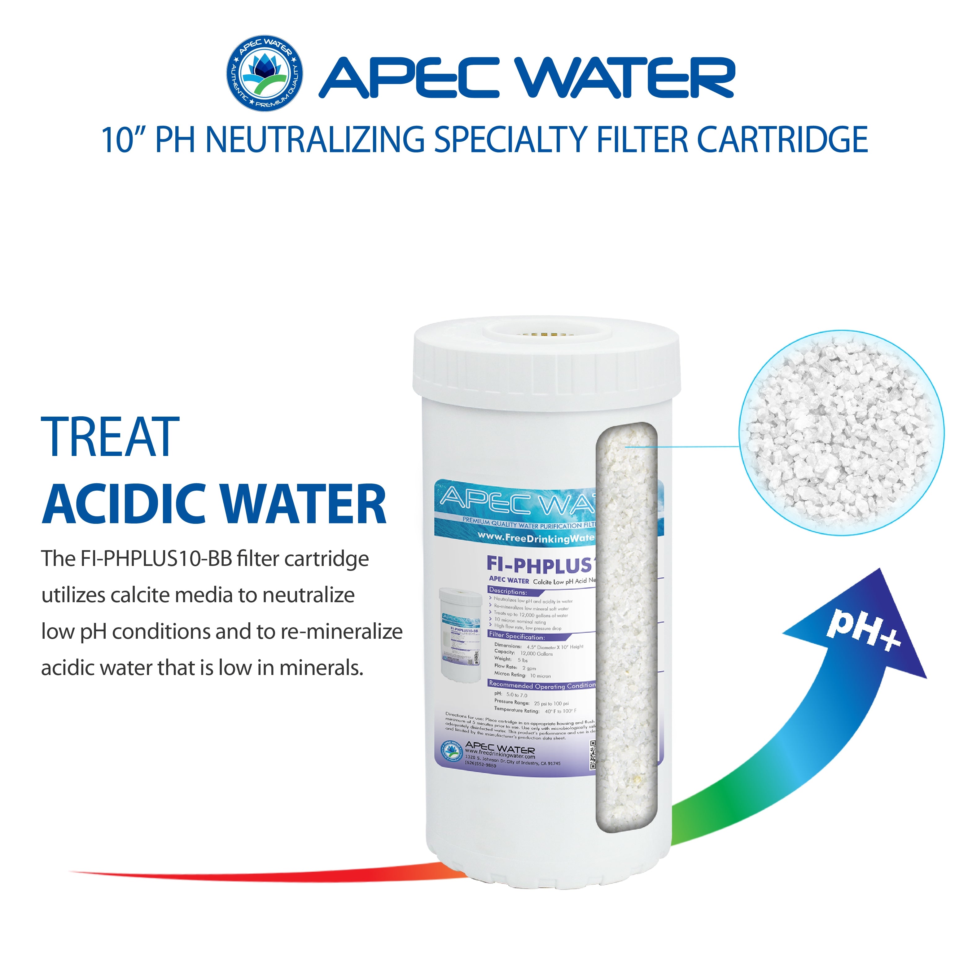 Calcite Low pH Neutralizing Specialty Filter 4.5" x 10 Inch