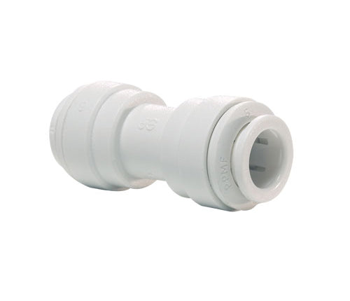 John Guest Reducing Union Connector 3/8" Tube OD x 1/4" Tube OD Polypropylene White (PP201208W)