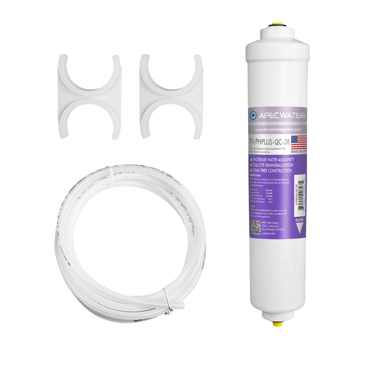 Calcite Acidic Water Neutralizer 10 Inch Filter Kit - 3/8"D Tubing Quick Connect