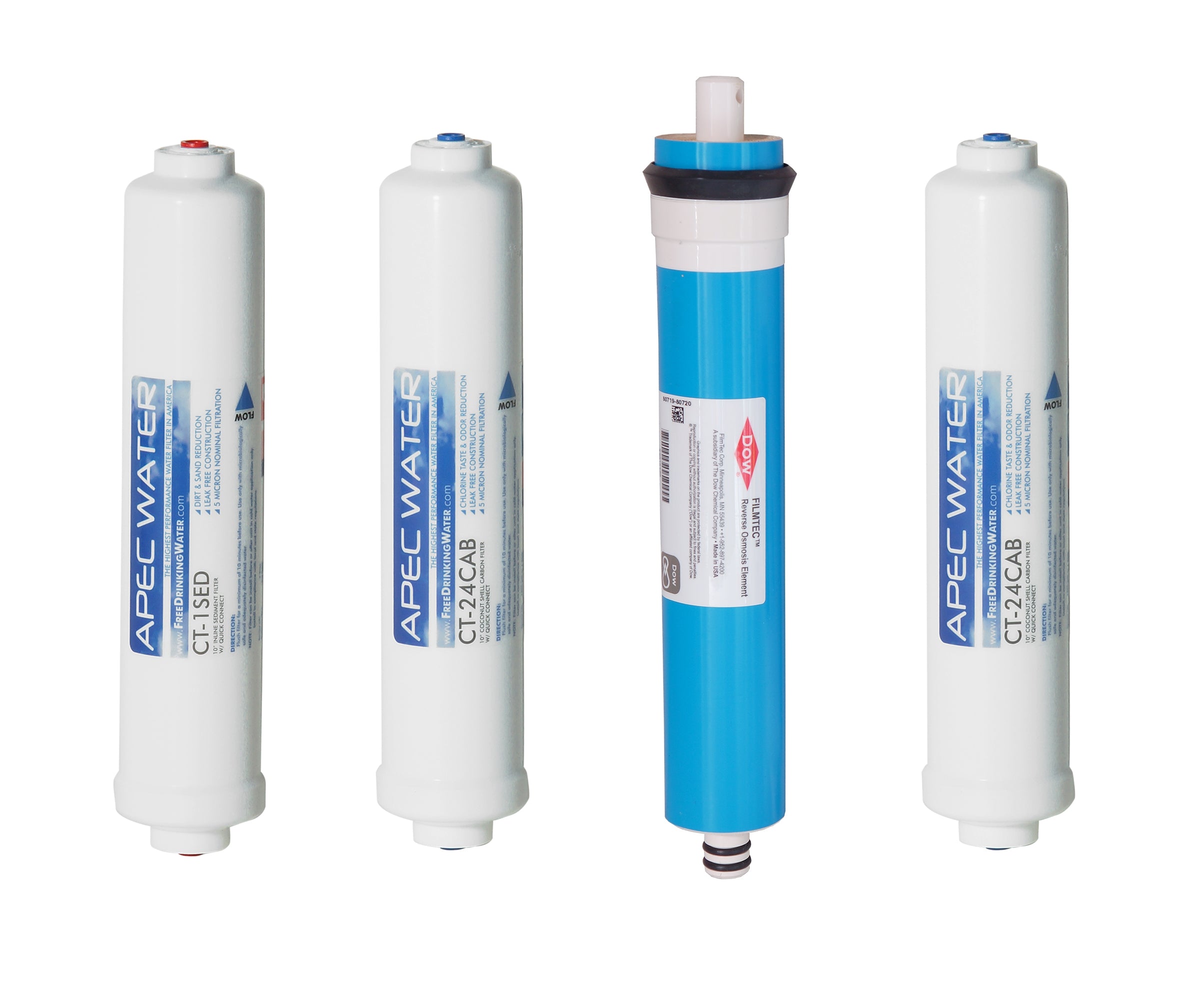 APEC RO Replacement Filters Complete Filter Set for ULTIMATE RO-QUICK90 Compact Reverse Osmosis Systems (Stages 1-4)