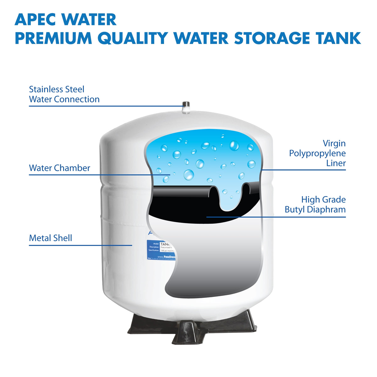 Ro Tank Dimensions Residential 4 Gallon RO Water Storage Tanks | APEC