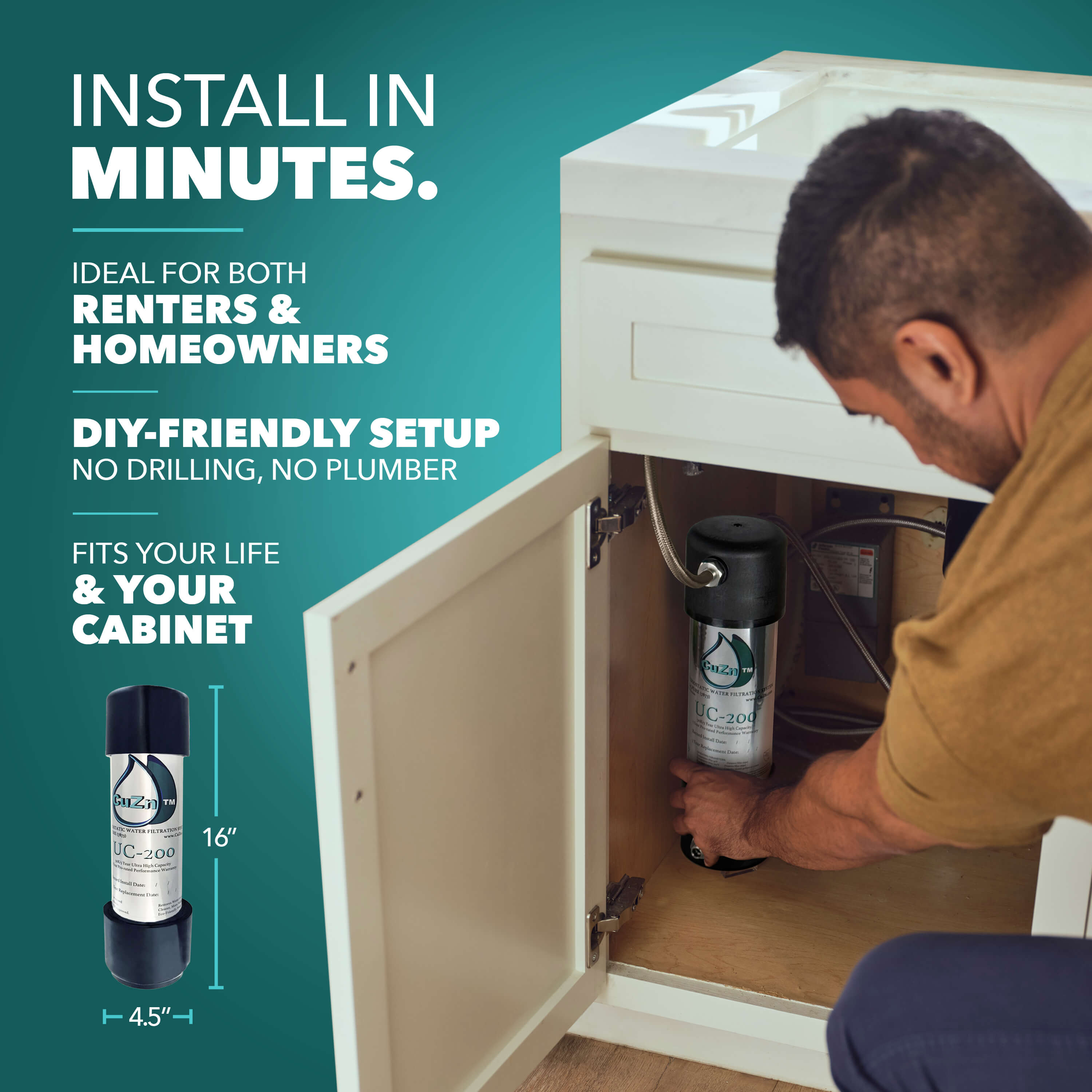 CuZn UC-200 Series Under Counter Water Filters - Ultra High Capacity