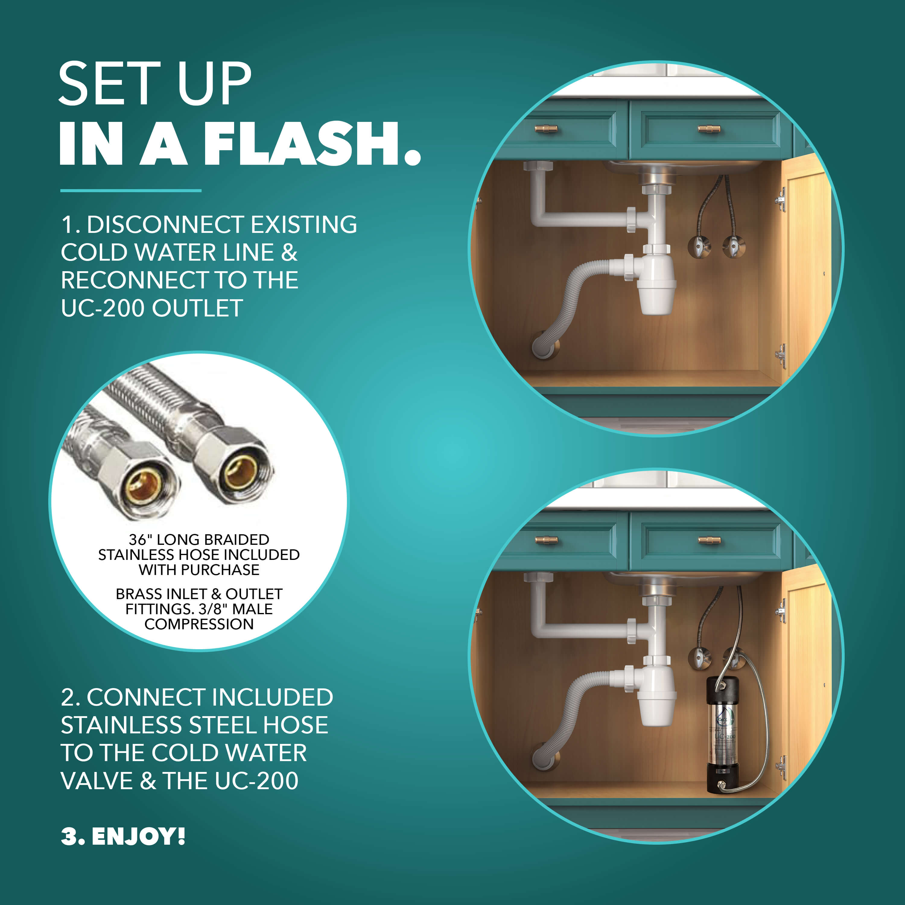 CuZn UC-200 Series Under Counter Water Filters - Ultra High Capacity