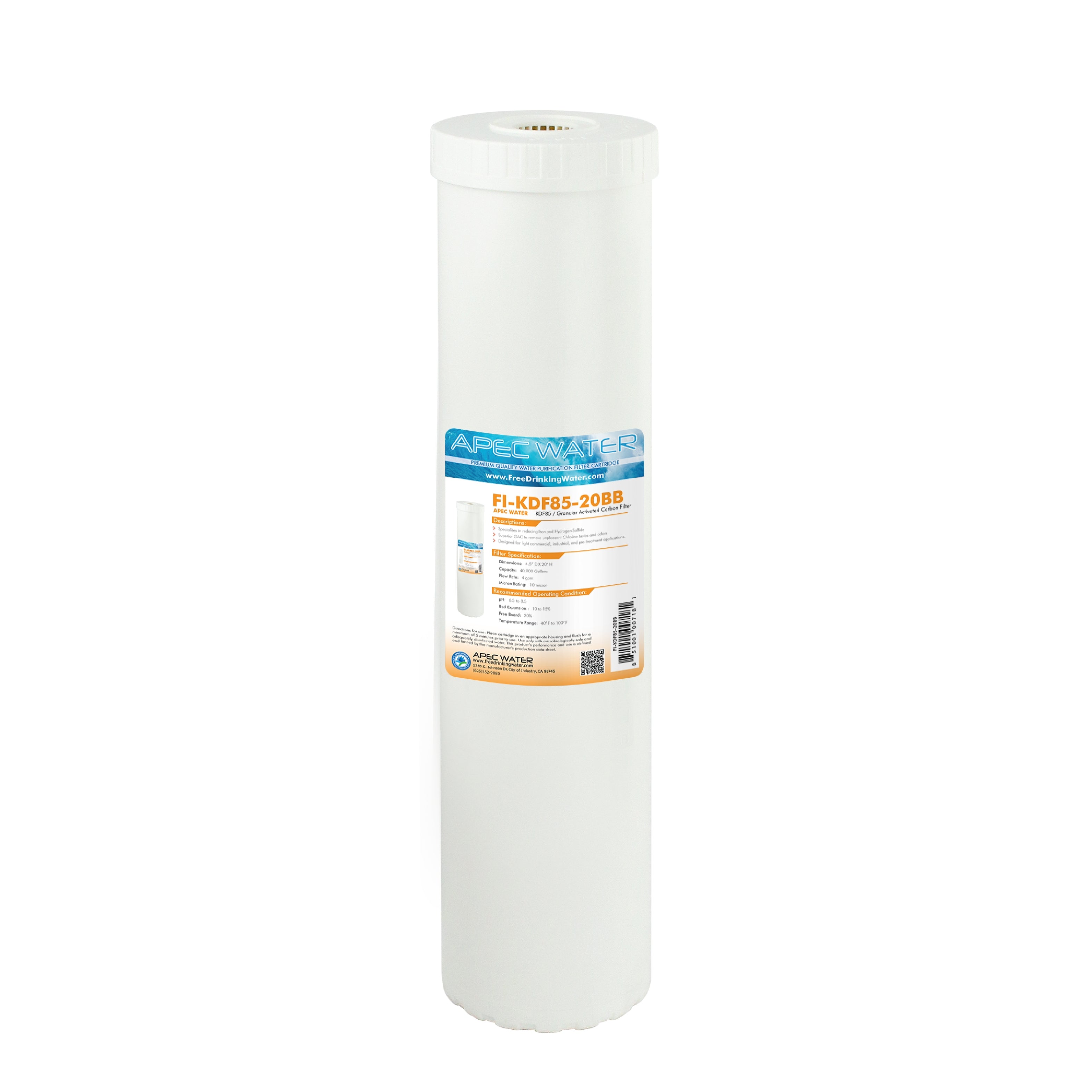 US Made Heavy Metals and Hydrogen Sulfide Reduction Specialty Filter 4.5"x 20 Inch