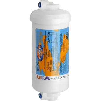 Omnipure 10 Micron Carbon Block & Scale Inhibitor inline Filter, K-Series, (1/4" 90 Degree Quick-Connect)